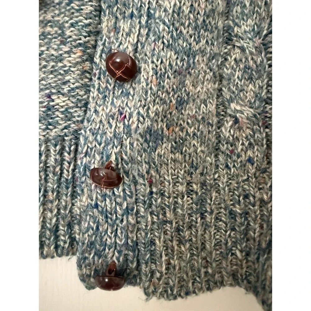 Honors Womens M Marled Wool Blend Cardigan Shawl Collar Cable Knit Vintage